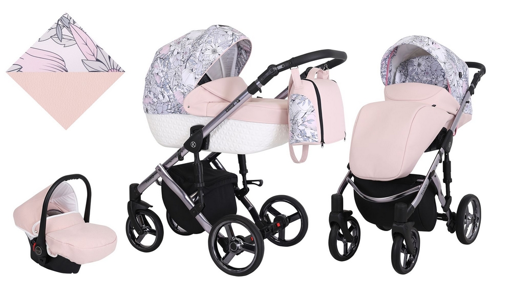 Poussette bébé combinée trio 3 en 1 SILVER avec nacelle siège auto et  accessoires KUNERT